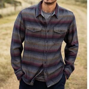 Outerknown Blanket Shirt in a multicolored Sol Stripe organic cotton medium